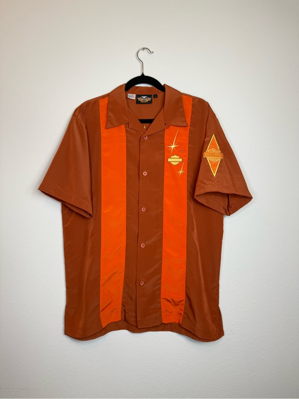 Vintage Harley-Davidson Men’s Size Small Button Up Bowling Shirt Retro Vegas 70s